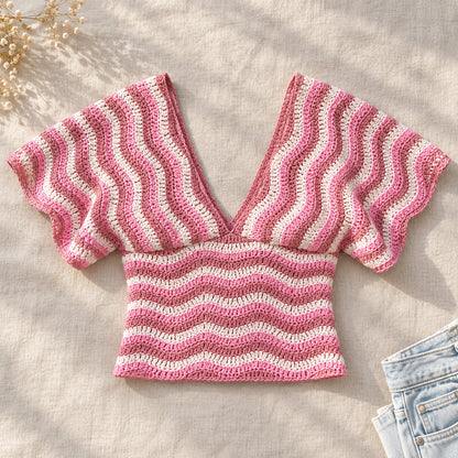 Cloudlace Ripple Top Crochet Pattern PDF – Made-to-Measure Summer Top