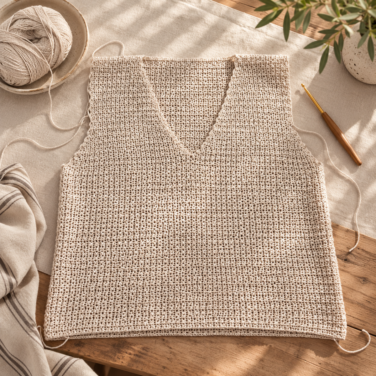 Made-to-Measure Crochet Top Pattern PDF – Deep V-Neck & Bell Sleeves