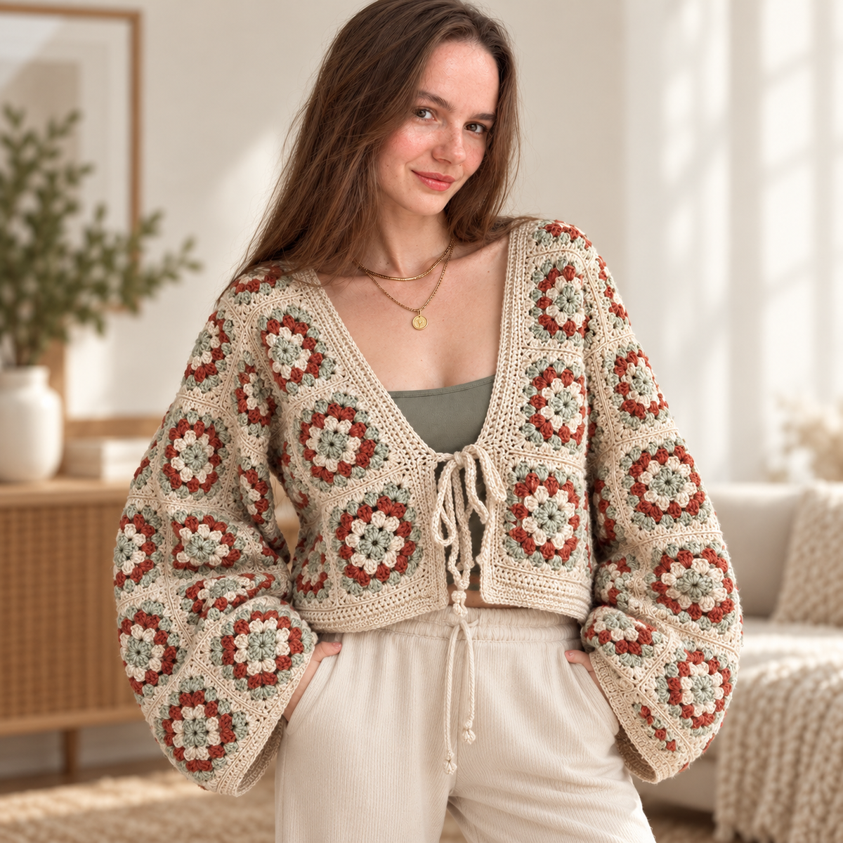 Granny Square Cardigan Crochet Pattern PDF – Made-to-Measure Photo Tutorial