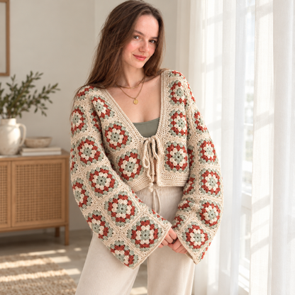 Granny Square Cardigan Crochet Pattern PDF – Made-to-Measure Photo Tutorial
