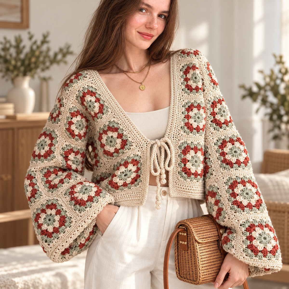 Granny Square Cardigan Crochet Pattern PDF – Made-to-Measure Photo Tutorial