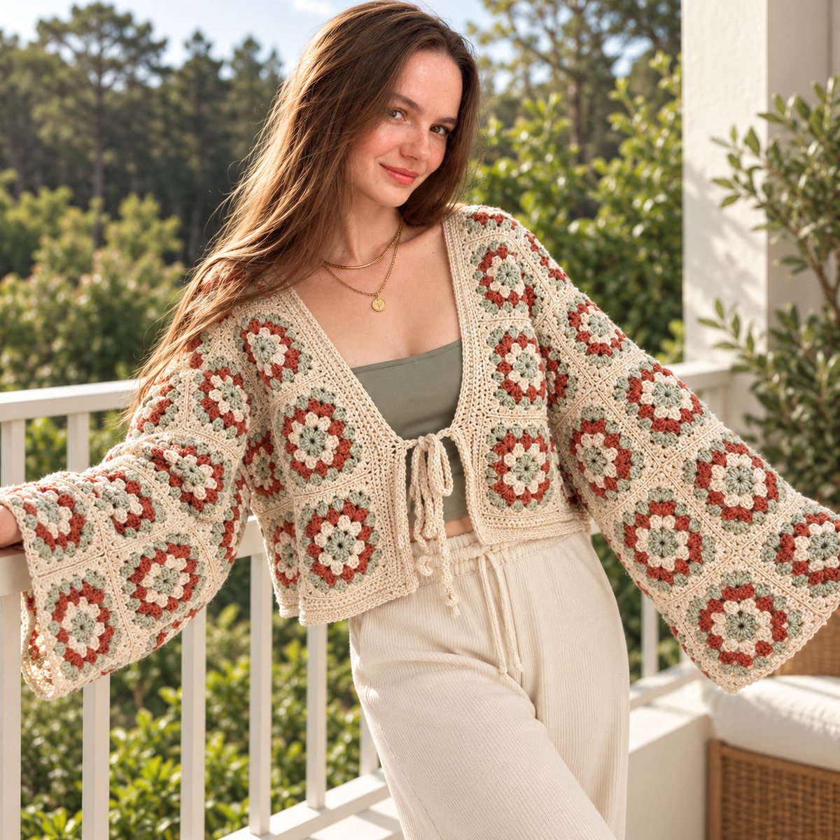Granny Square Cardigan Crochet Pattern PDF – Made-to-Measure Photo Tutorial