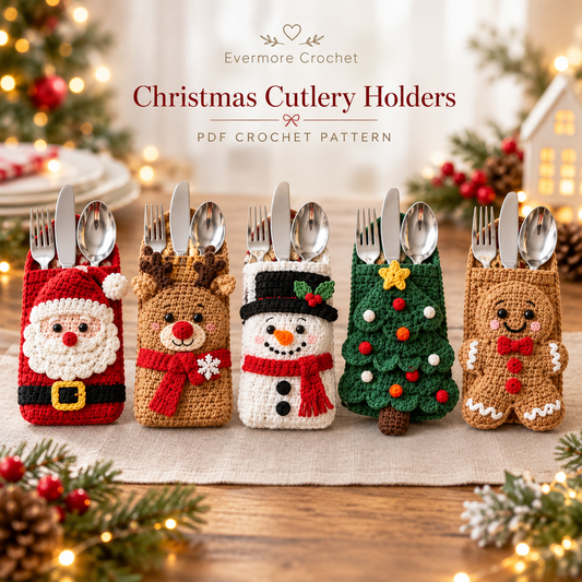 Christmas Cutlery Holder Crochet Pattern PDF – Festive Table Decor