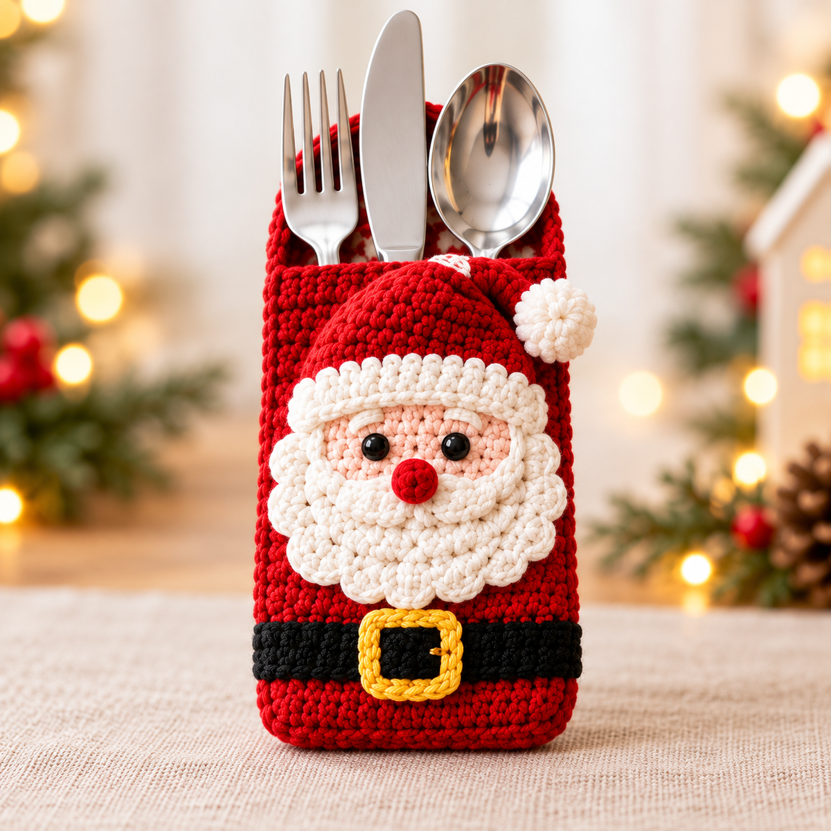 Christmas Cutlery Holder Crochet Pattern PDF – Festive Table Decor