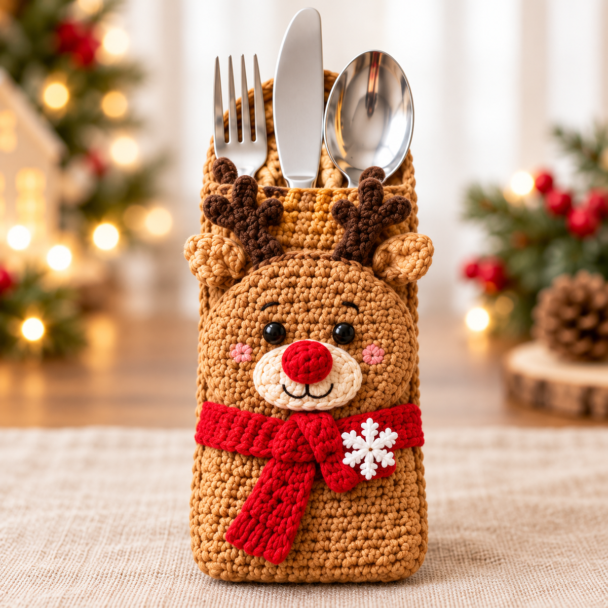 Christmas Cutlery Holder Crochet Pattern PDF – Festive Table Decor