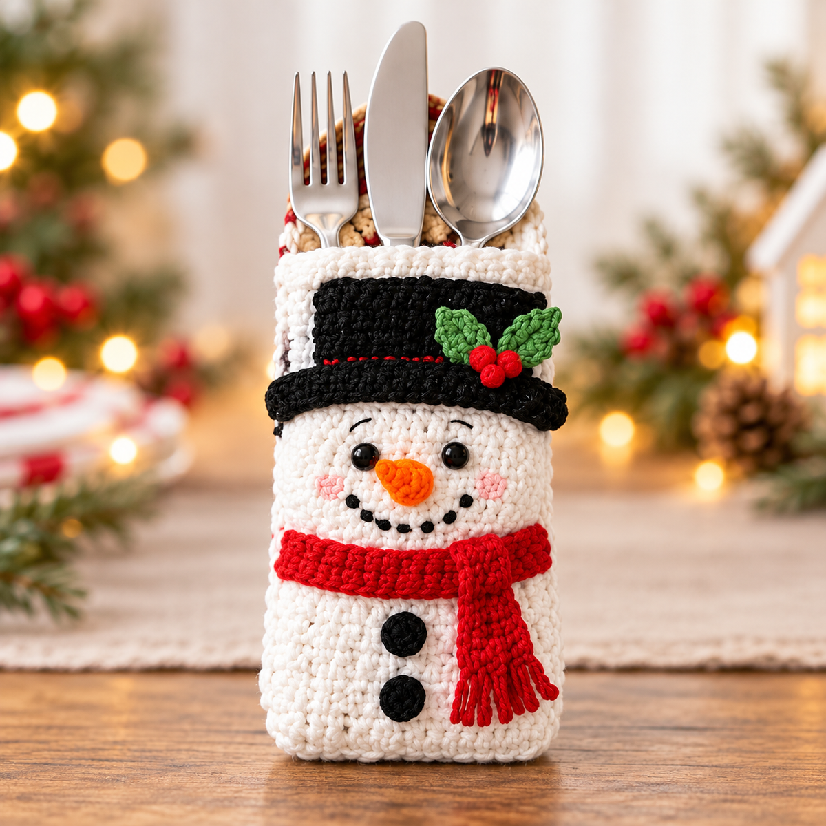 Christmas Cutlery Holder Crochet Pattern PDF – Festive Table Decor