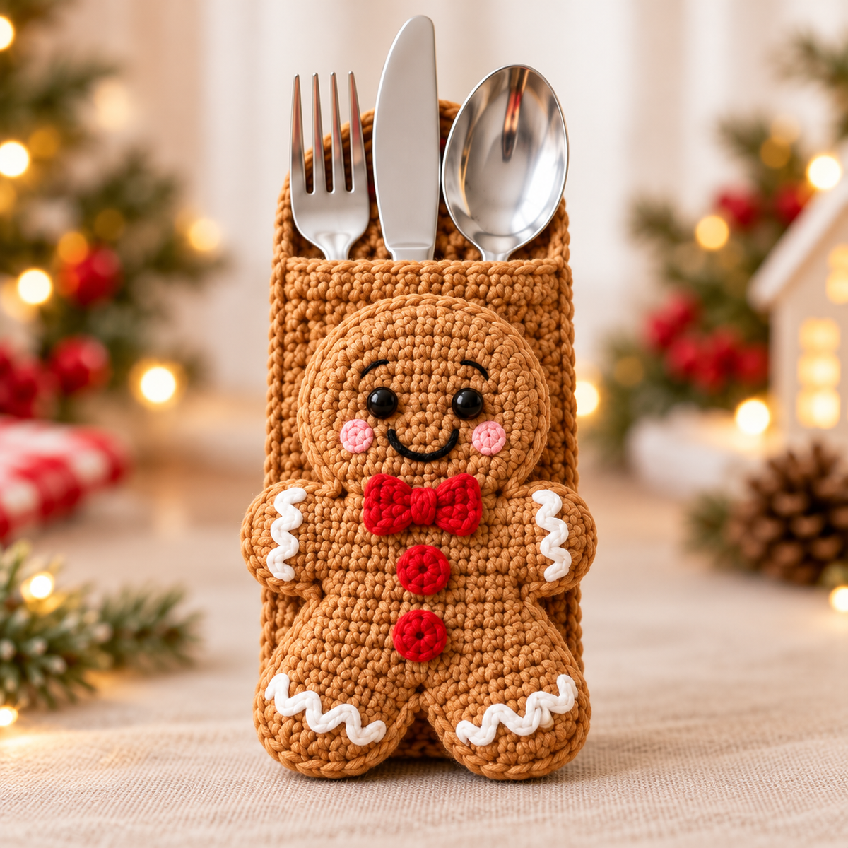 Christmas Cutlery Holder Crochet Pattern PDF – Festive Table Decor